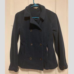 Navy Blue Lands' End Girls Fleece Peacoat